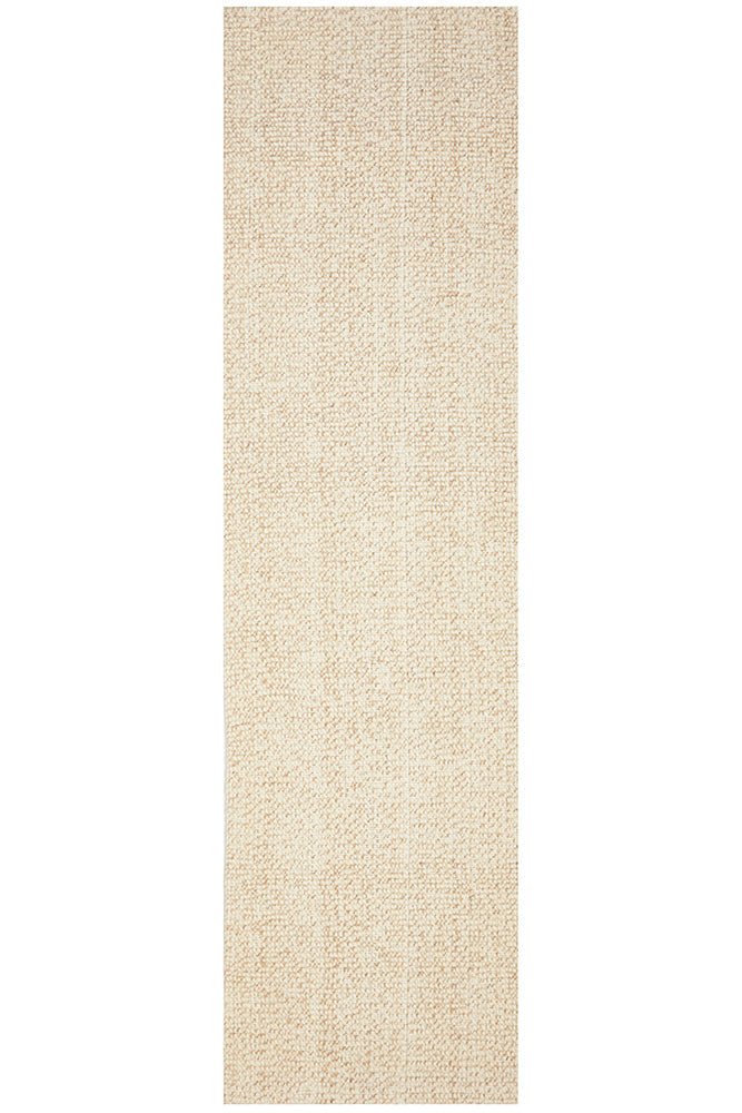 Parker Natural Cream Jute and Wool Modern Pebble Pattern Hallway Runner Rug