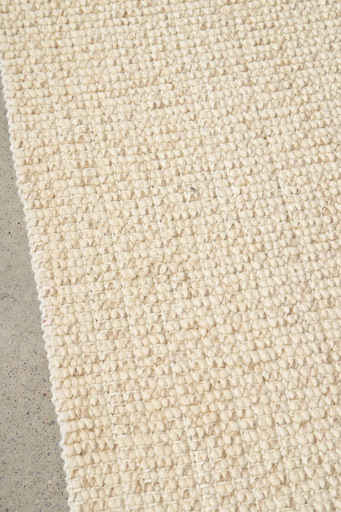 Parker Natural Cream Jute and Wool Modern Pebble Pattern Rectangle Rug