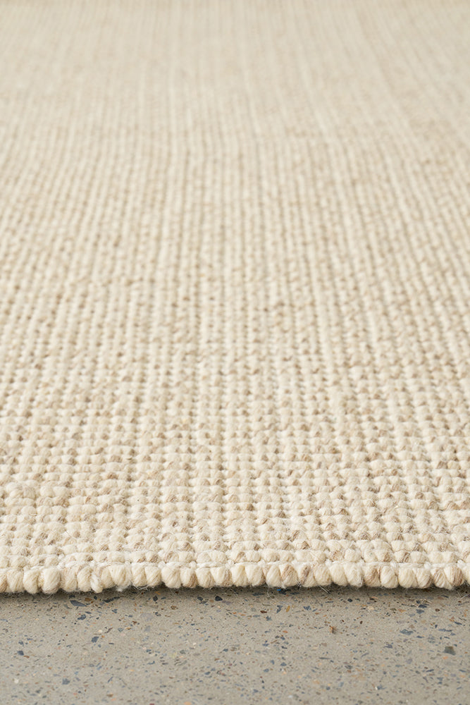 Parker Natural Cream Jute and Wool Modern Pebble Pattern Rectangle Rug