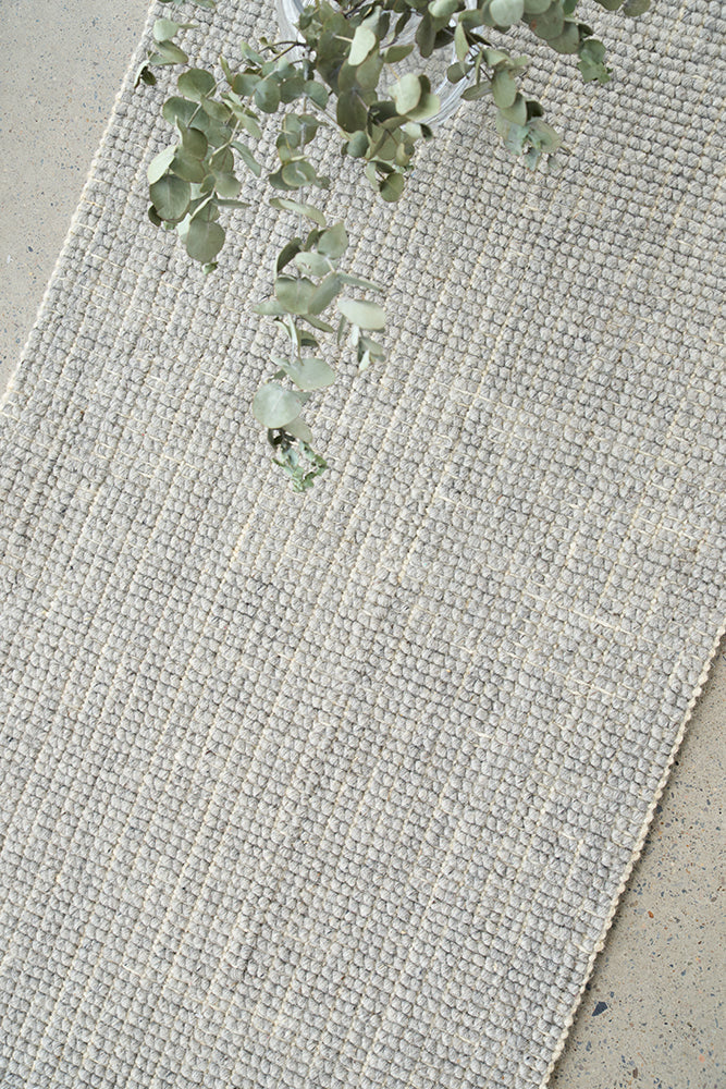 Parker Grey Jute and Wool Modern Pebble Pattern Rectangle Hallway Runner Rug