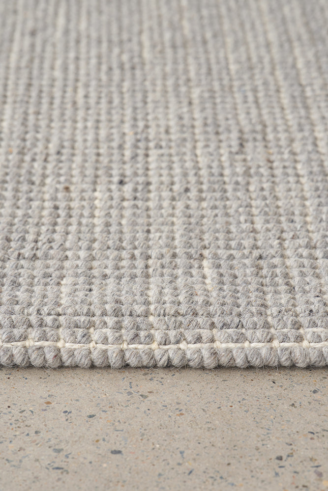 Parker Grey Jute and Wool Modern Pebble Pattern Rectangle Hallway Runner Rug