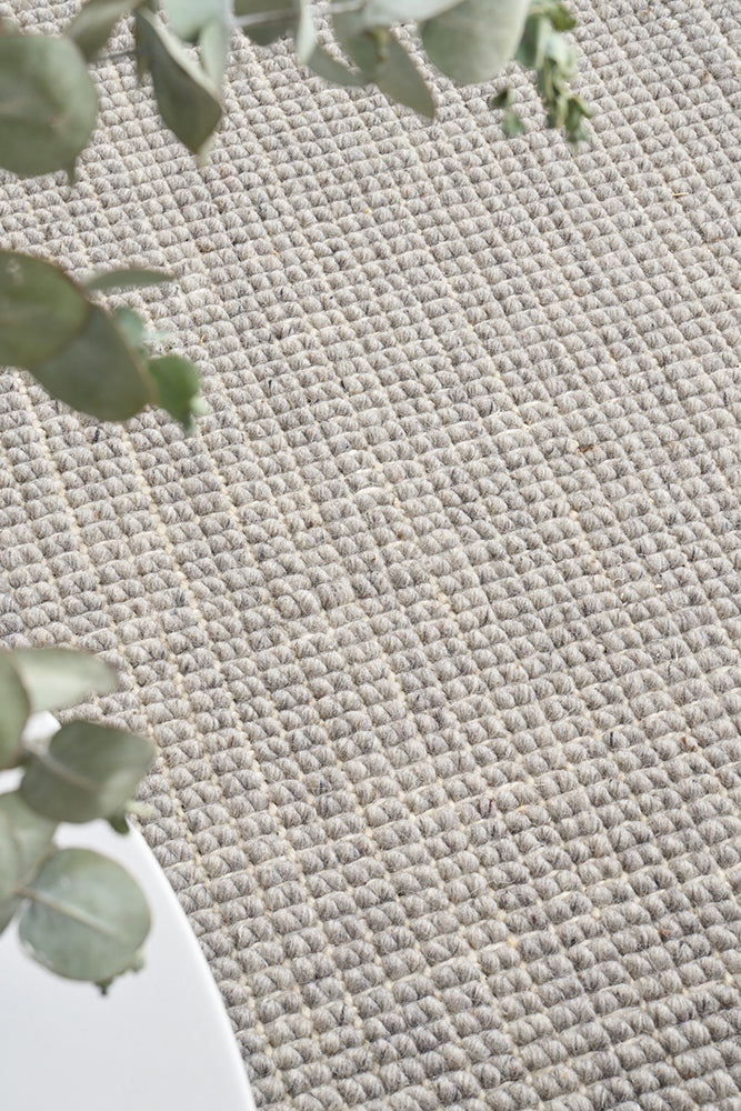 Parker Grey Jute and Wool Modern Pebble Pattern Rectangle Rug