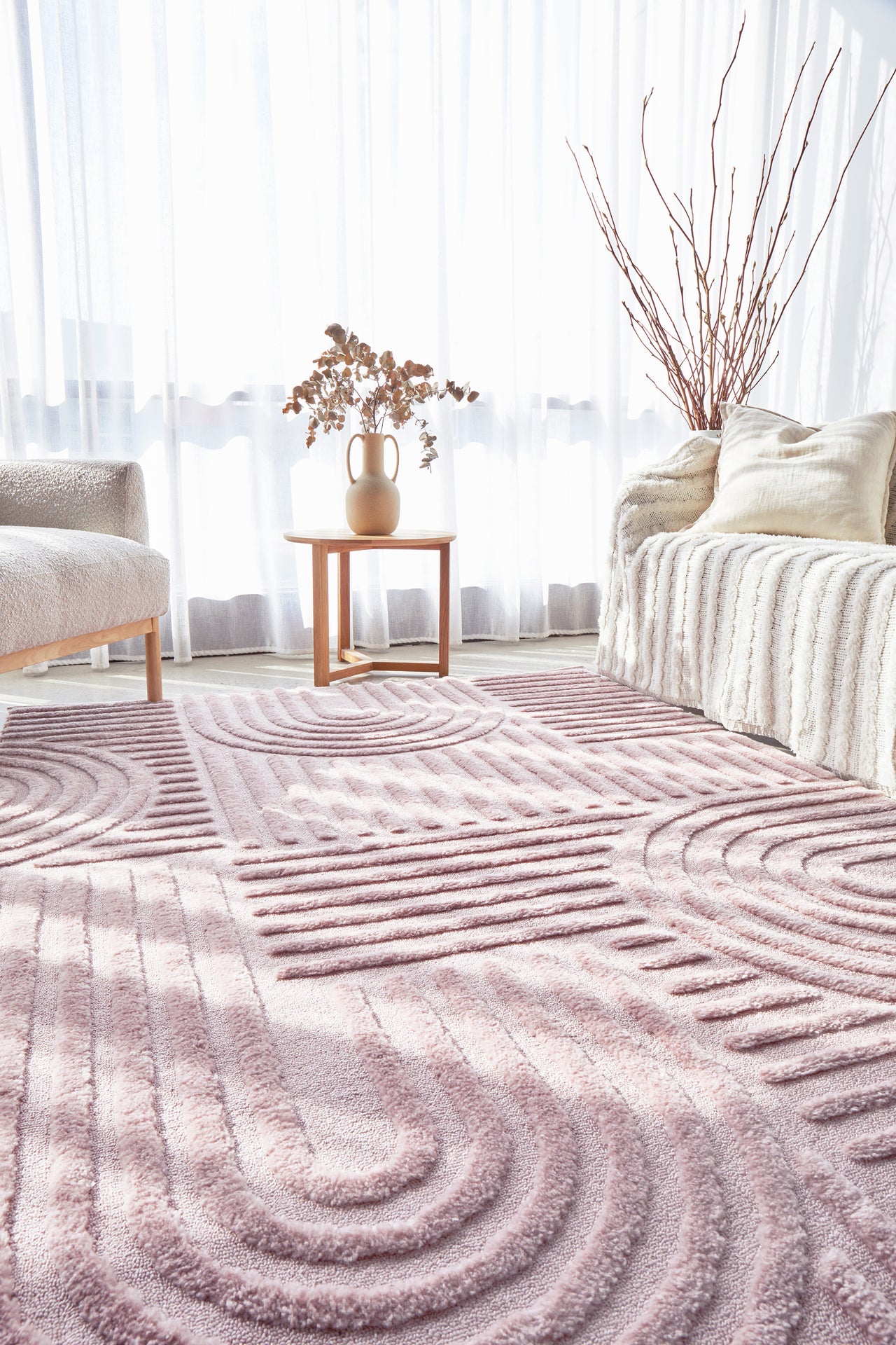 Mari Dior Pink Arch Pattern Rectangle Rug