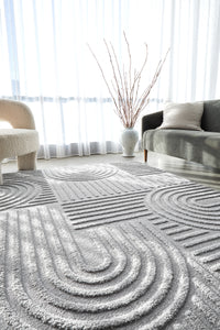 Thumbnail for Mari Dior Grey Arch Pattern Rectangle Rug