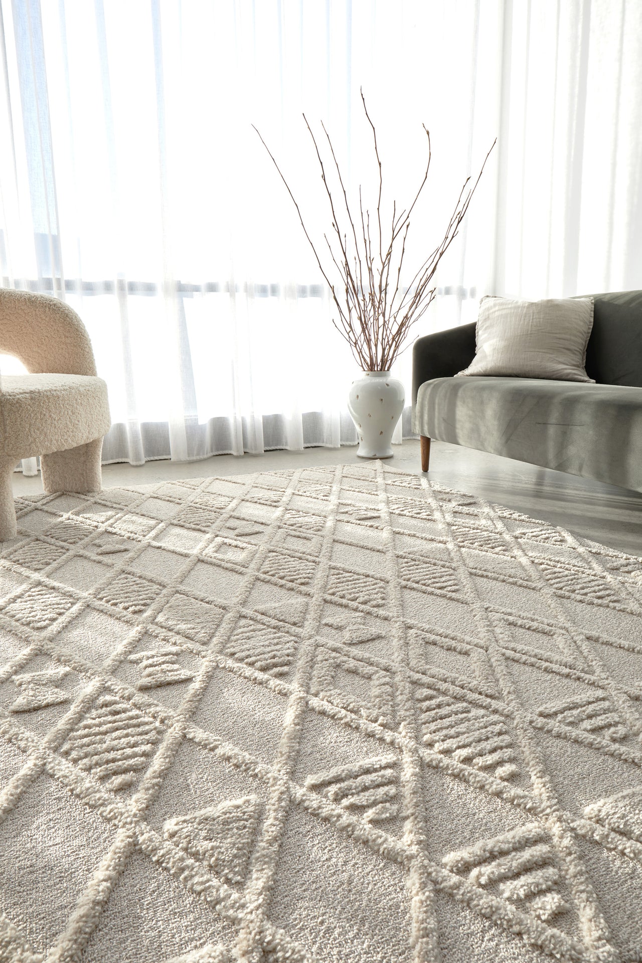 Mari Lisa Natural Diamond Pattern Rectangle Modern Rug