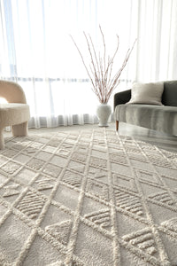 Thumbnail for Mari Lisa Natural Diamond Pattern Rectangle Modern Rug