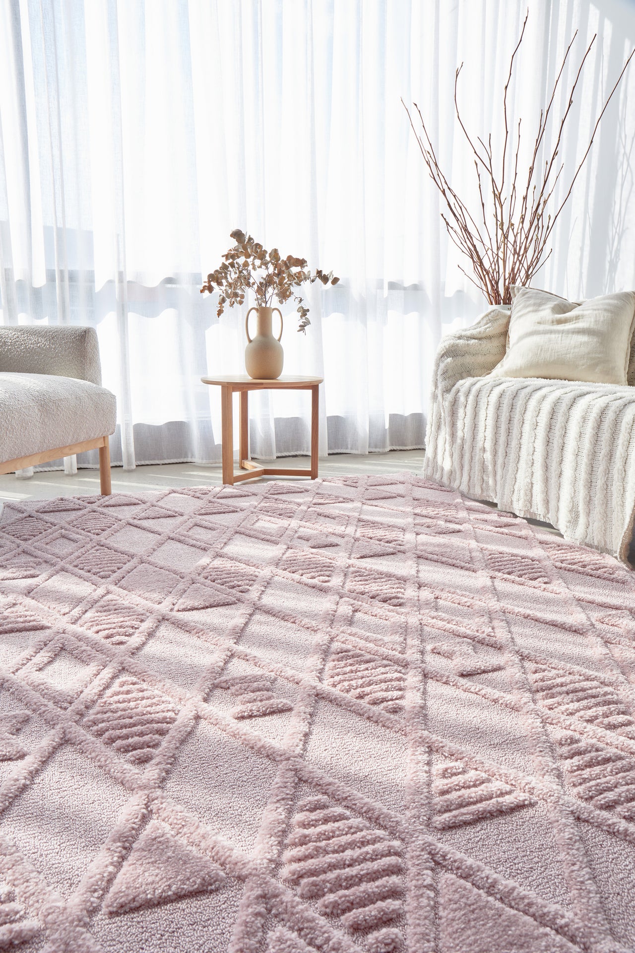 Mari Lisa Pink Diamond Pattern Rectangle Rug