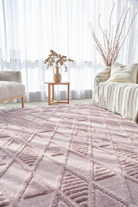 Thumbnail for Mari Lisa Pink Diamond Pattern Rectangle Rug