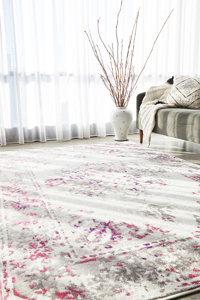 Adria Abrash White Pink & Grey Transitional Rug