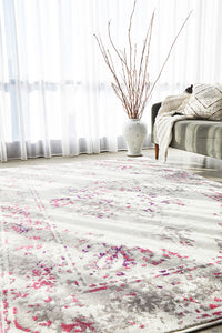 Thumbnail for Adria Abrash White Pink & Grey Transitional Rug