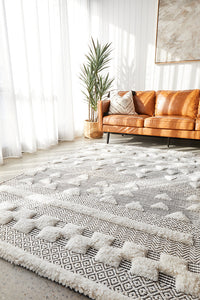 Thumbnail for Miller Ivory Modern Tribal Wool Blend Textured Pattern Rectangle Rug