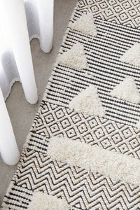 Thumbnail for Miller Ivory Modern Tribal Wool Blend Textured Pattern Rectangle Rug