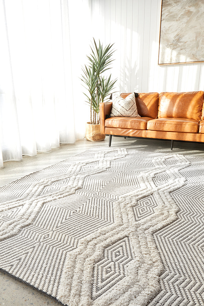 Chime Bone Modern Textured Pattern Rectangle Rug