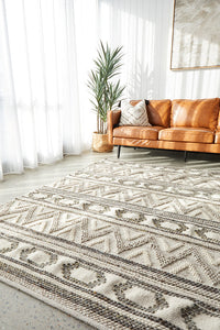 Thumbnail for Miller Natural and Grey Modern Textured Pattern Wool Blend Rug