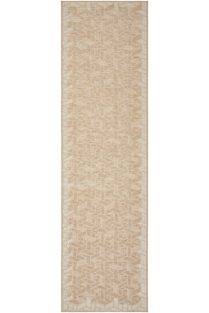 Patio Kudo Cream Natural Modern Geometric Patterned Hallway Runner Rug