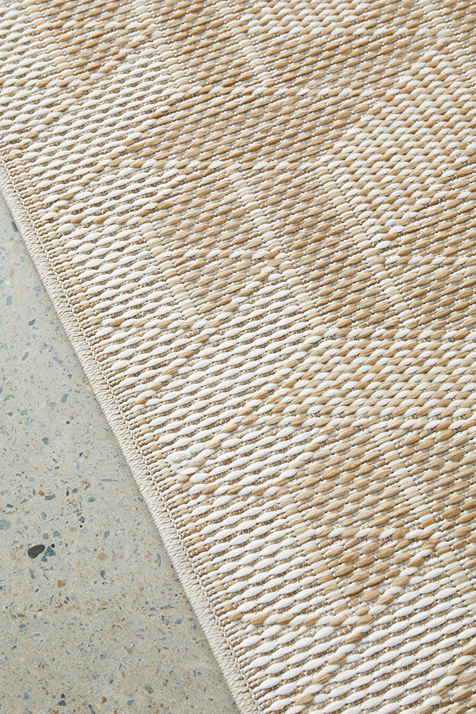 Patio Kudo Cream Natural Modern Geometric Patterned Hallway Runner Rug