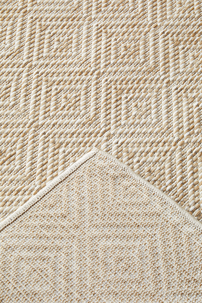 Patio Misty Cream Natural Modern Indoor Outdoor Geometric Patterned Flatweave Hallway Runner Rug