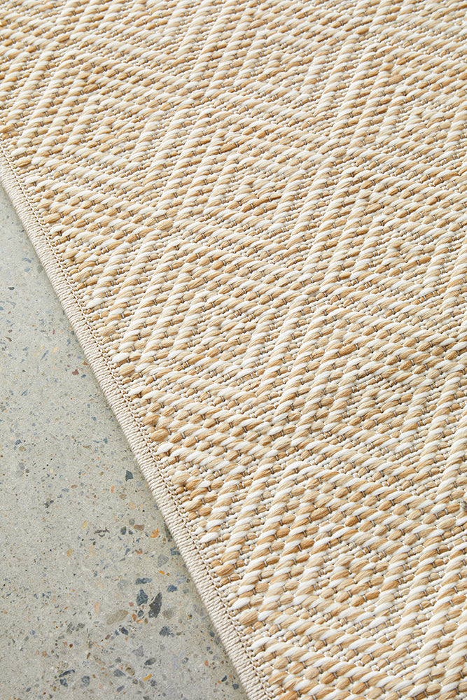 Patio Misty Cream Natural Modern Indoor Outdoor Geometric Patterned Flatweave Hallway Runner Rug