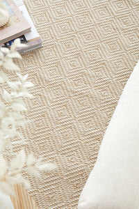 Thumbnail for Patio Misty Cream Natural Modern Indoor Outdoor Geometric Patterned Flatweave Rug