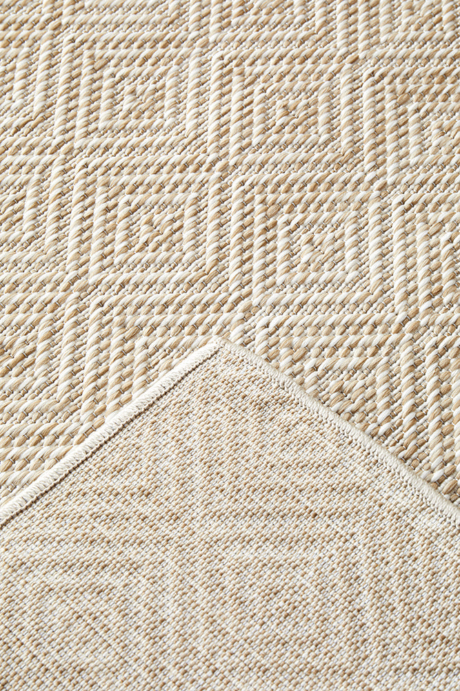 Patio Misty Cream Natural Modern Indoor Outdoor Geometric Patterned Flatweave Rug