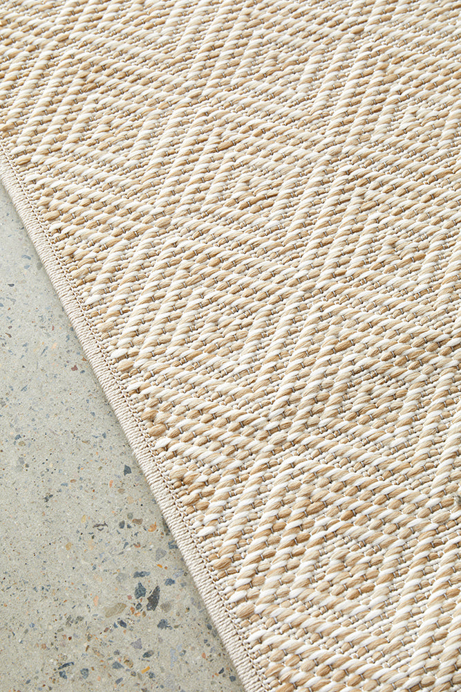 Patio Misty Cream Natural Modern Indoor Outdoor Geometric Patterned Flatweave Rug