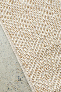 Thumbnail for Patio Misty Cream Natural Modern Indoor Outdoor Geometric Patterned Flatweave Rug