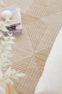 Thumbnail for Patio Rico Cream Natural Modern Indoor Outdoor Geometric Patterned Flatweave Hallway Runner Rug