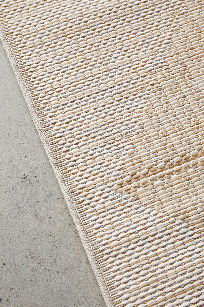 Patio Rico Cream Natural Modern Indoor Outdoor Geometric Patterned Flatweave Hallway Runner Rug