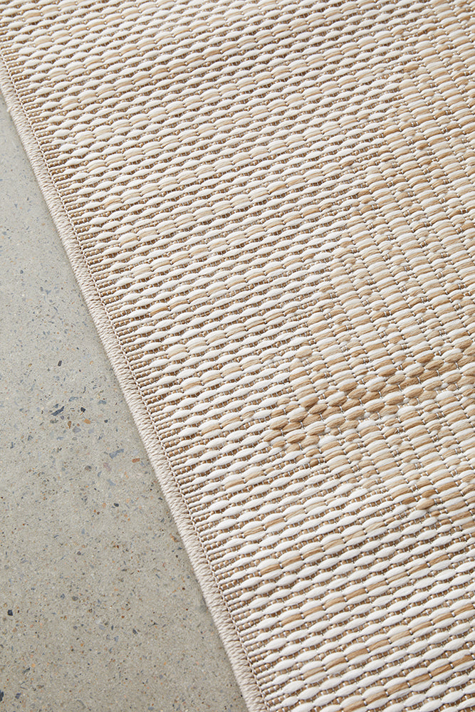 Patio Rico Cream Natural Modern Indoor Outdoor Geometric Patterned Flatweave Rug