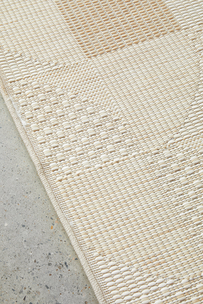 Patio Selin Cream Natural Modern Indoor Outdoor Geometric Patterned Flatweave Hallway Runner Rug