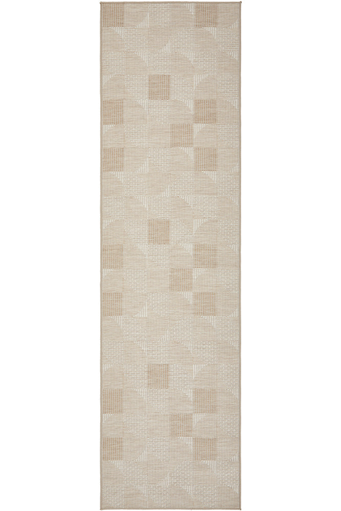 Patio Selin Cream Natural Modern Indoor Outdoor Geometric Patterned Flatweave Hallway Runner Rug