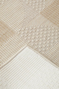 Thumbnail for Patio Selin Cream Natural Modern Indoor Outdoor Geometric Patterned Flatweave Rug