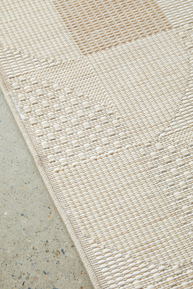 Patio Selin Cream Natural Modern Indoor Outdoor Geometric Patterned Flatweave Rug