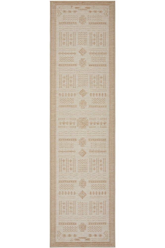 Patio Ziggy Cream Natural Modern Indoor Outdoor Flatweave Hallway Runner Rug