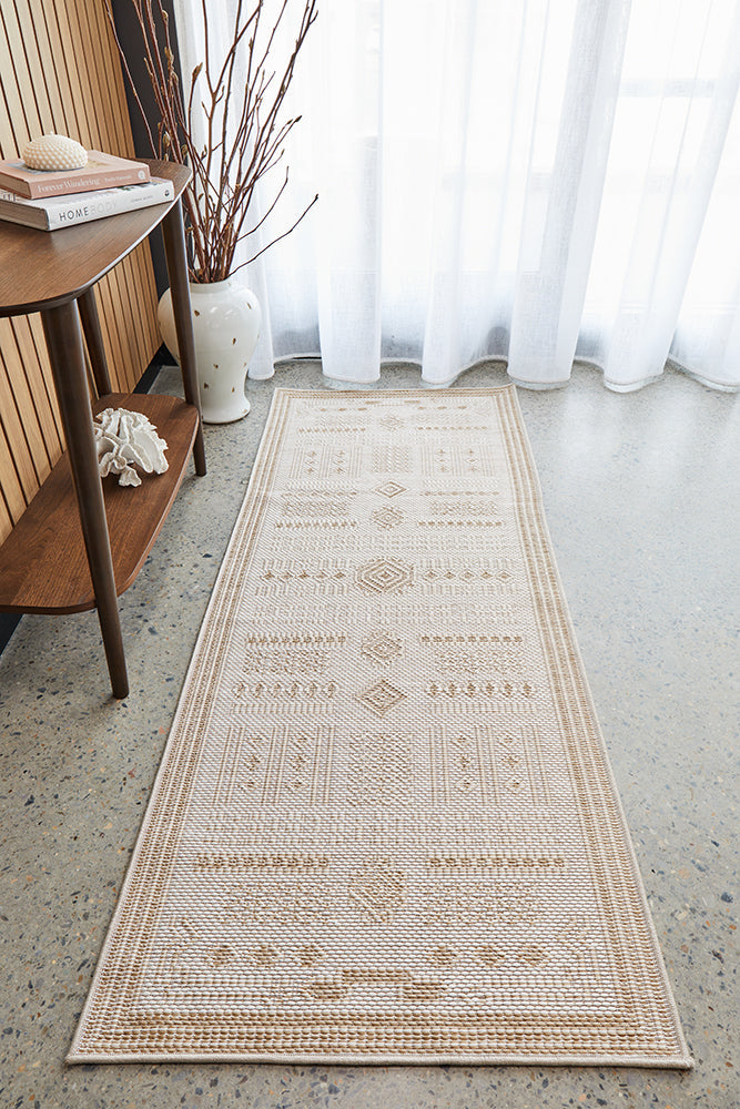 Patio Ziggy Cream Natural Modern Indoor Outdoor Flatweave Hallway Runner Rug