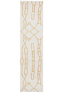 Thumbnail for Amy White & Gold Paradise Hallway Runner Rug