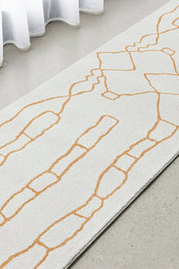 Thumbnail for Amy White & Gold Paradise Hallway Runner Rug