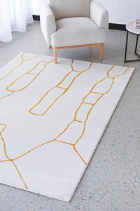 Thumbnail for Amy White And Gold Paradise Modern Rug