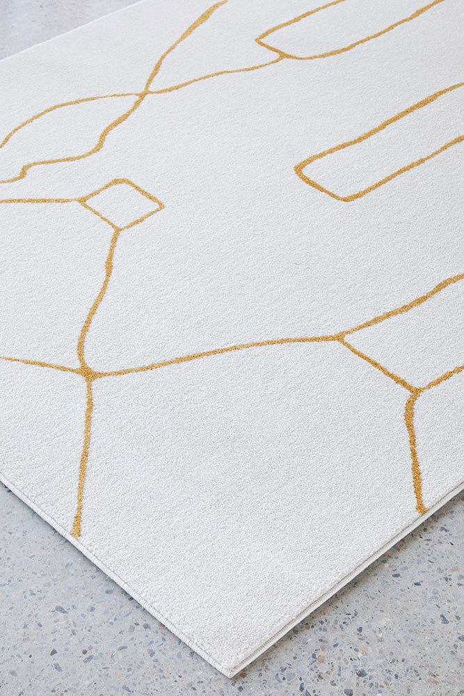 Amy White And Gold Paradise Modern Rug