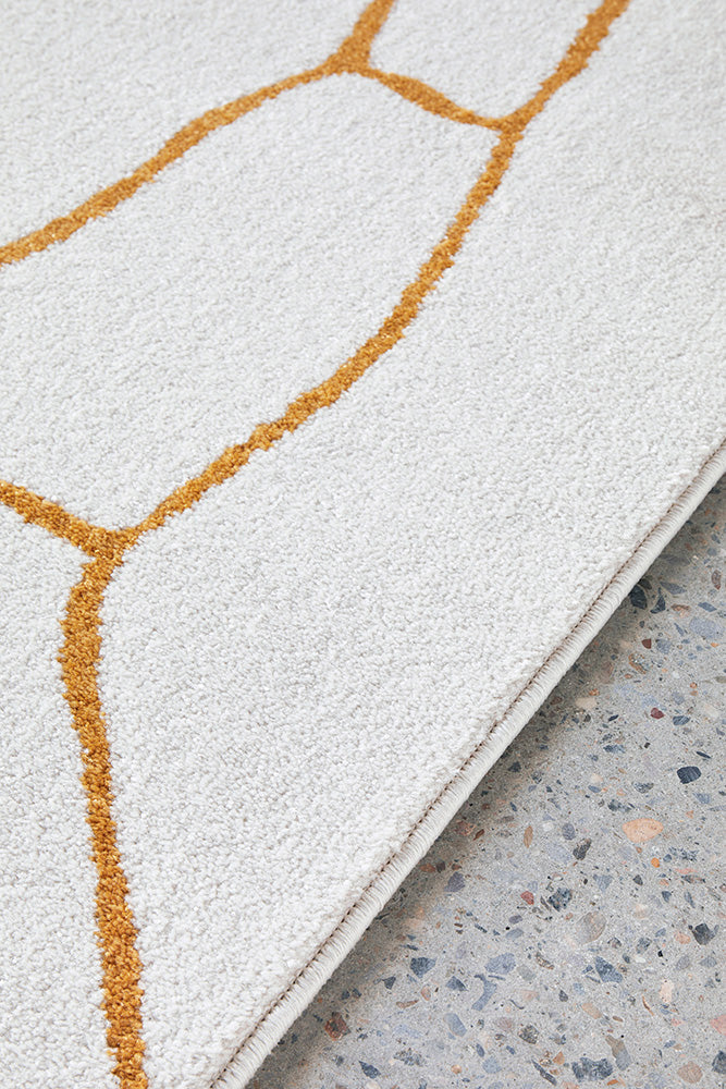 Amy White And Gold Paradise Modern Rug