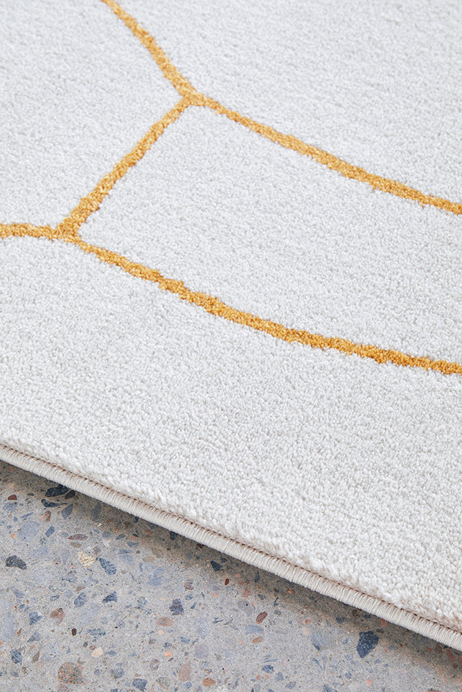 Amy White And Gold Paradise Modern Rug