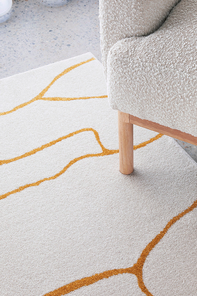 Amy White And Gold Paradise Modern Rug