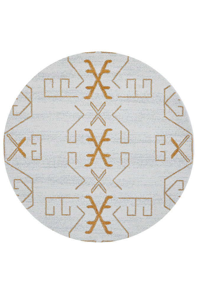 Cala Paradise Cream &amp; Gold Modern Round Rug