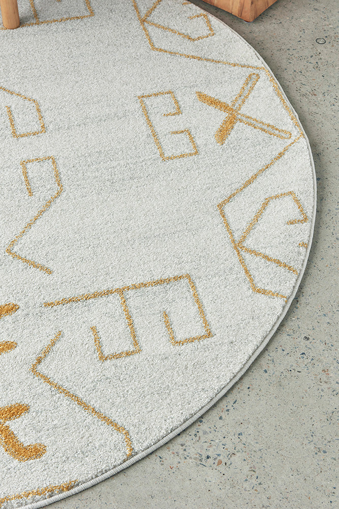 Cala Paradise Cream &amp; Gold Modern Round Rug