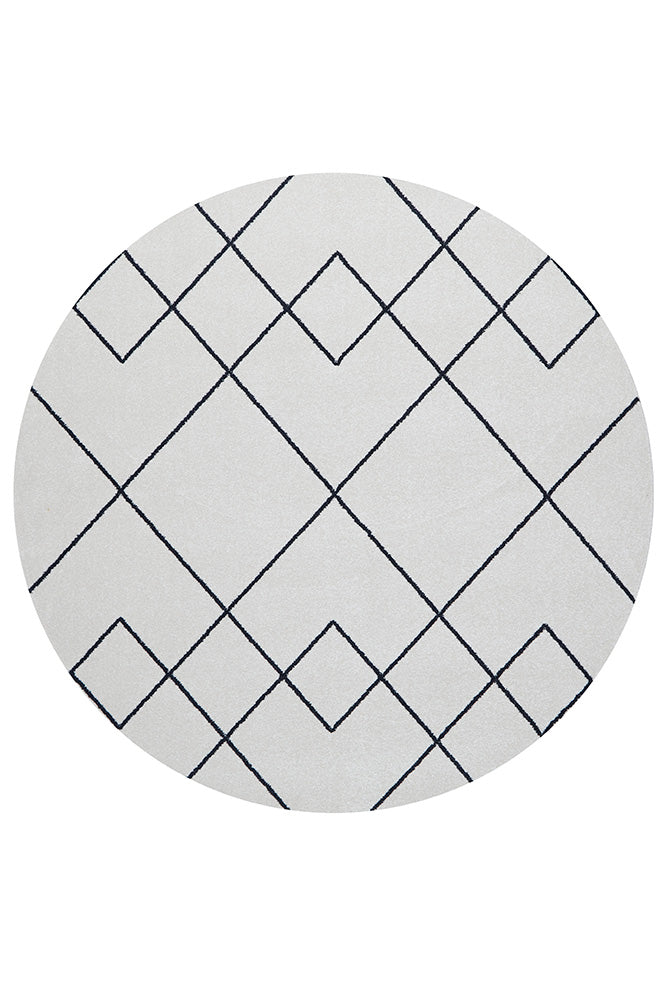 Diego Paradise Cream & Charcoal Modern Round Rug