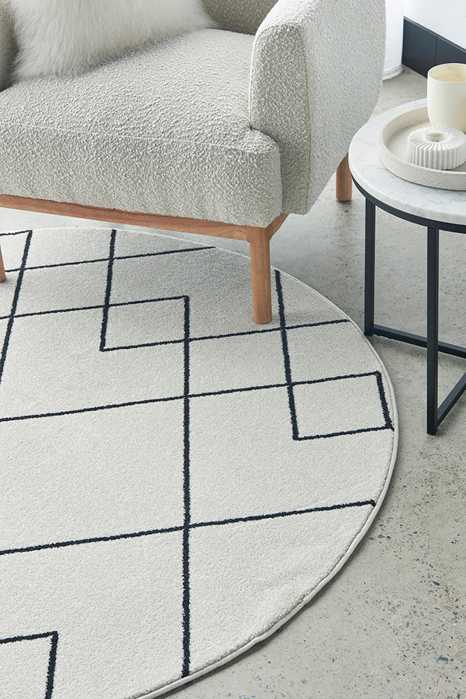 Diego Paradise Cream & Charcoal Modern Round Rug