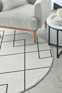 Thumbnail for Diego Paradise Cream & Charcoal Modern Round Rug