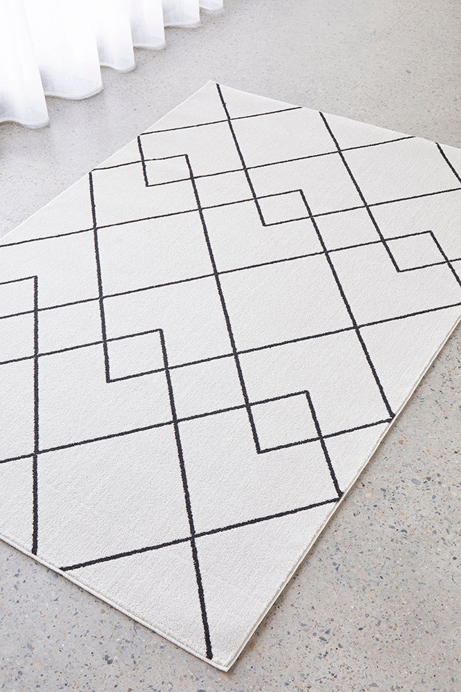 Diego Paradise Cream & Charcoal Geometric Modern Rug