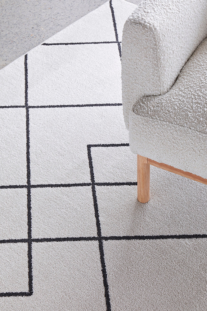 Diego Paradise Cream & Charcoal Geometric Modern Rug