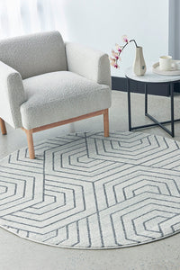 Thumbnail for Esther Paradise Cream Grey Modern Round Rug